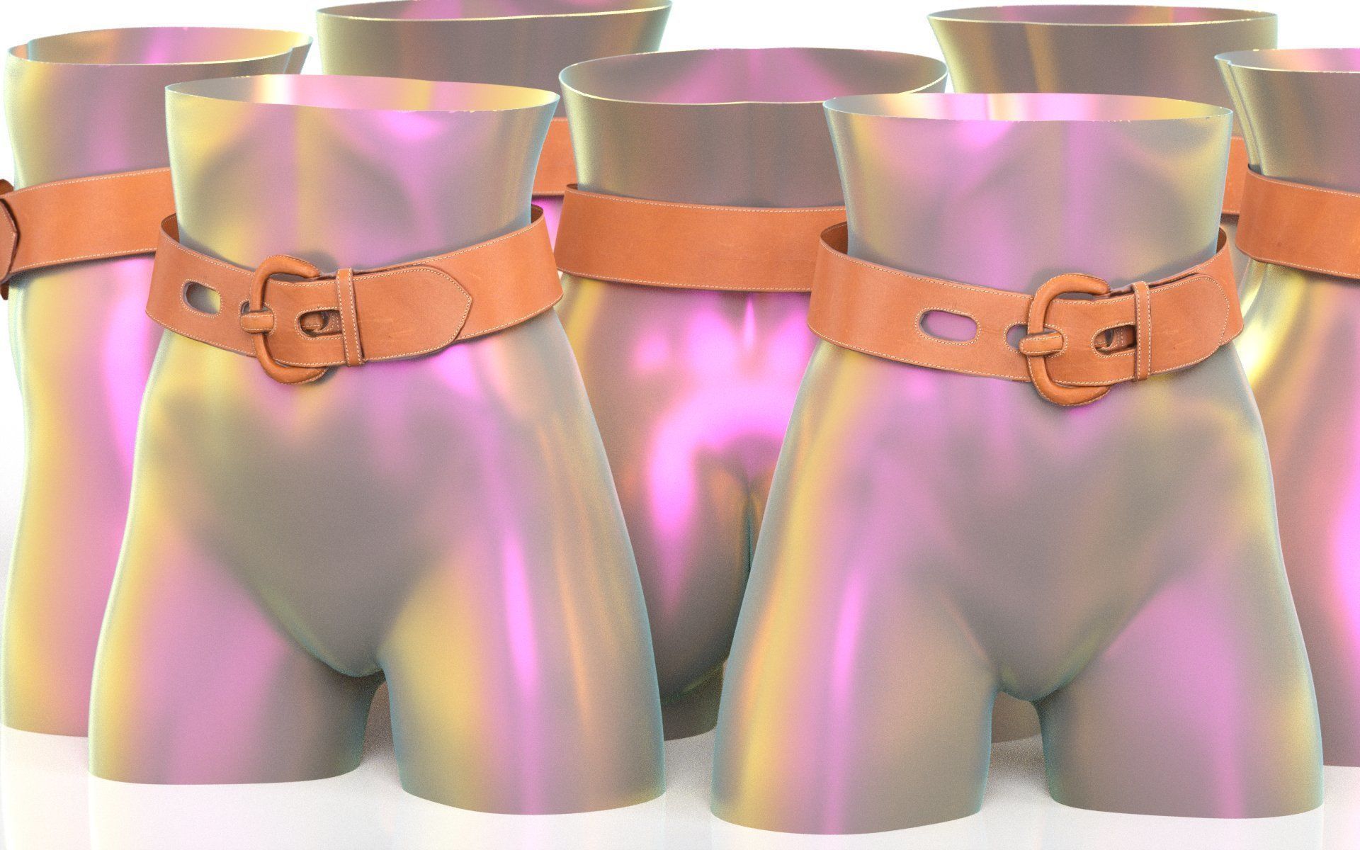 Brown Leather Belt 1 Low-poly 3D model_5