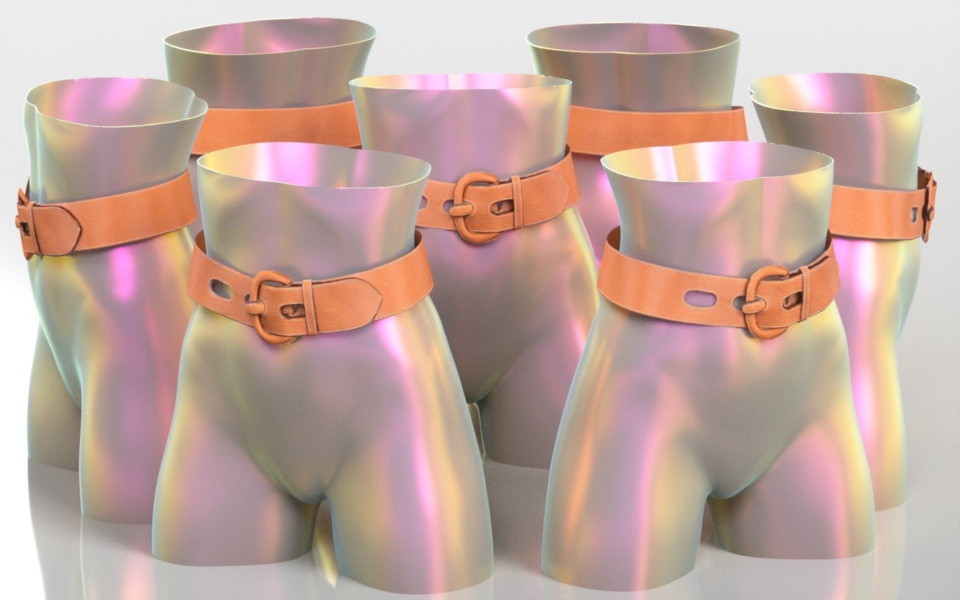 Brown Leather Belt 1 Low-poly 3D model_3