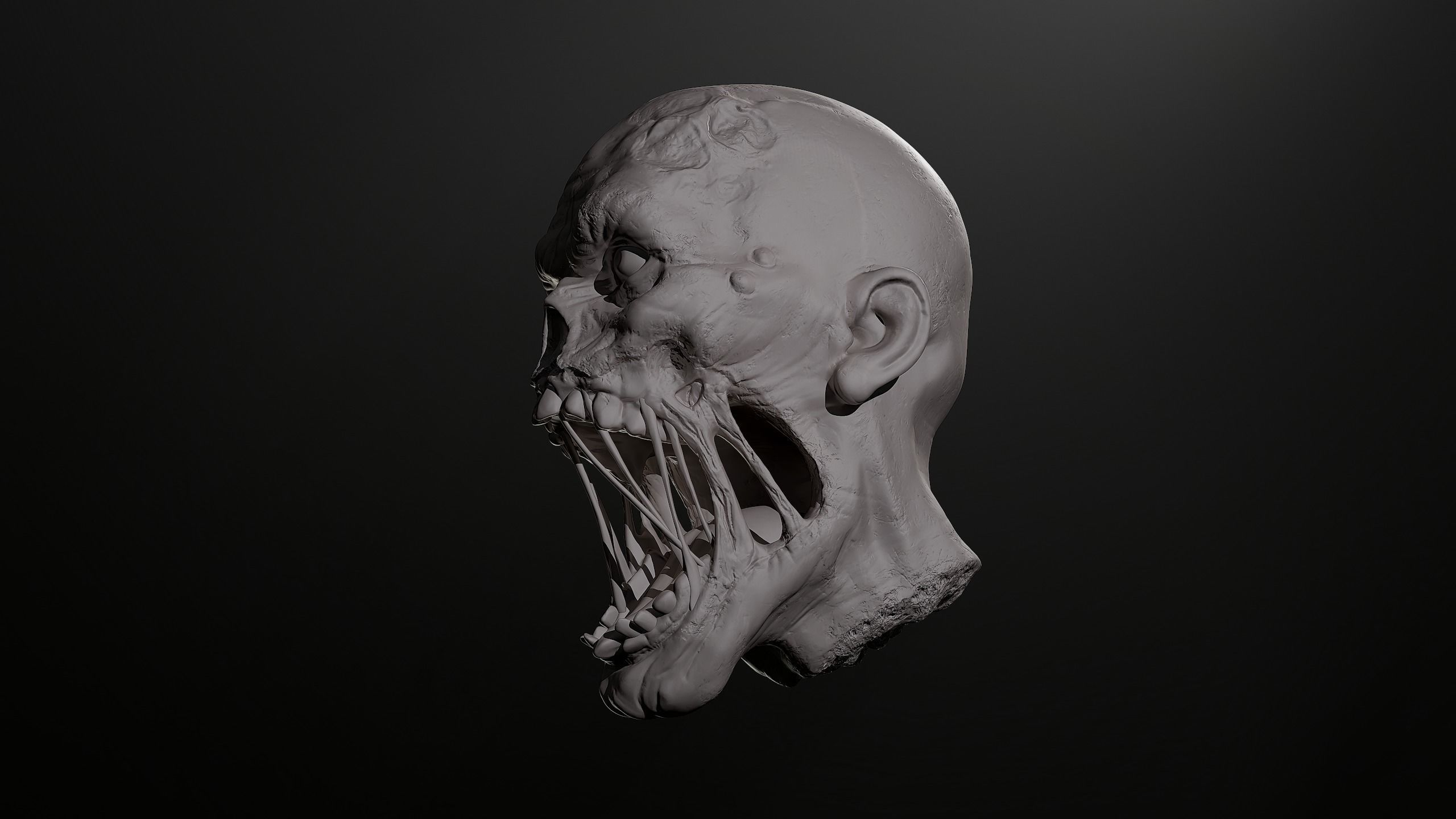 Zombie Head Sculpt 1 3D model_4