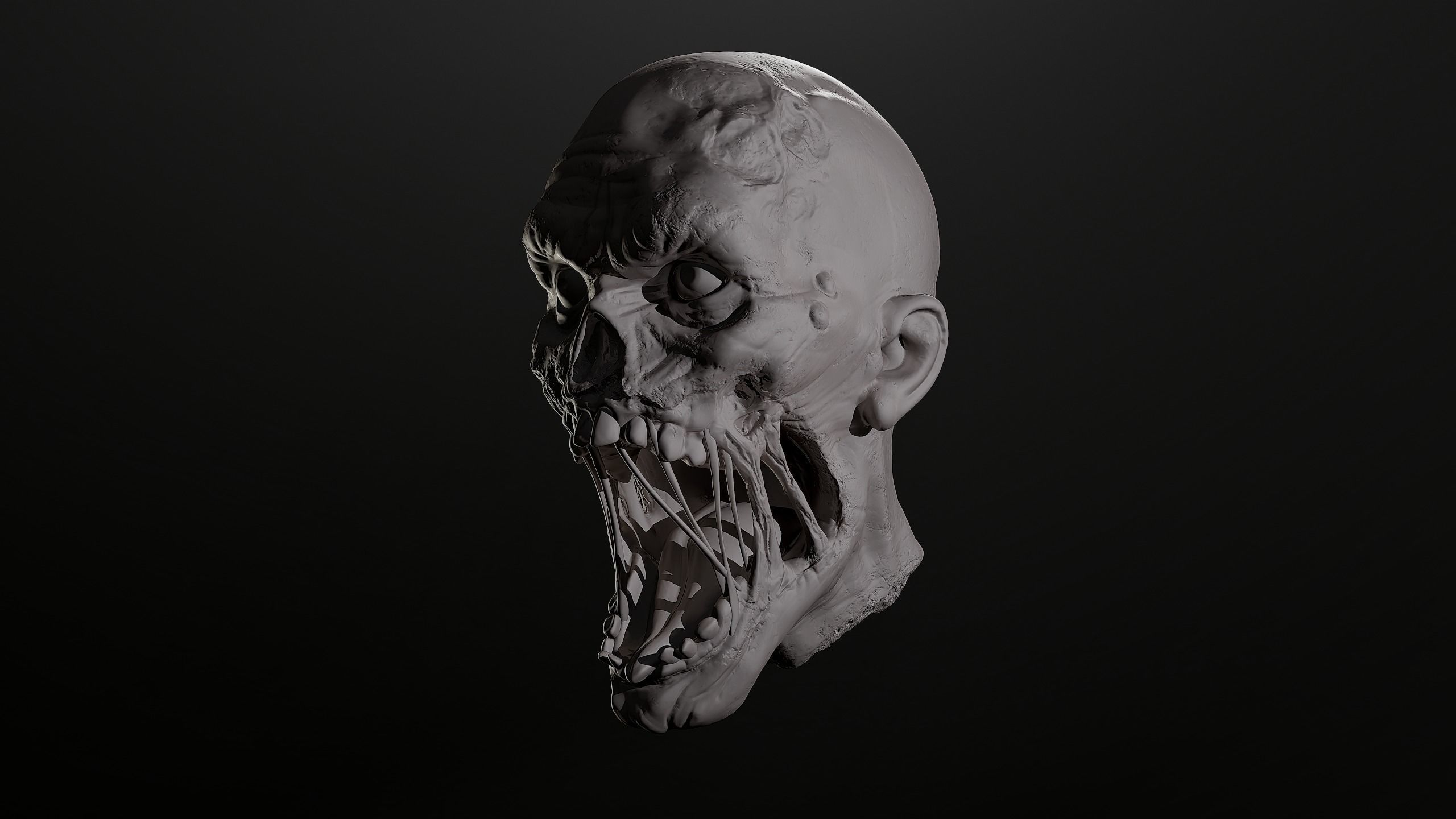 Zombie Head Sculpt 1 3D model_2