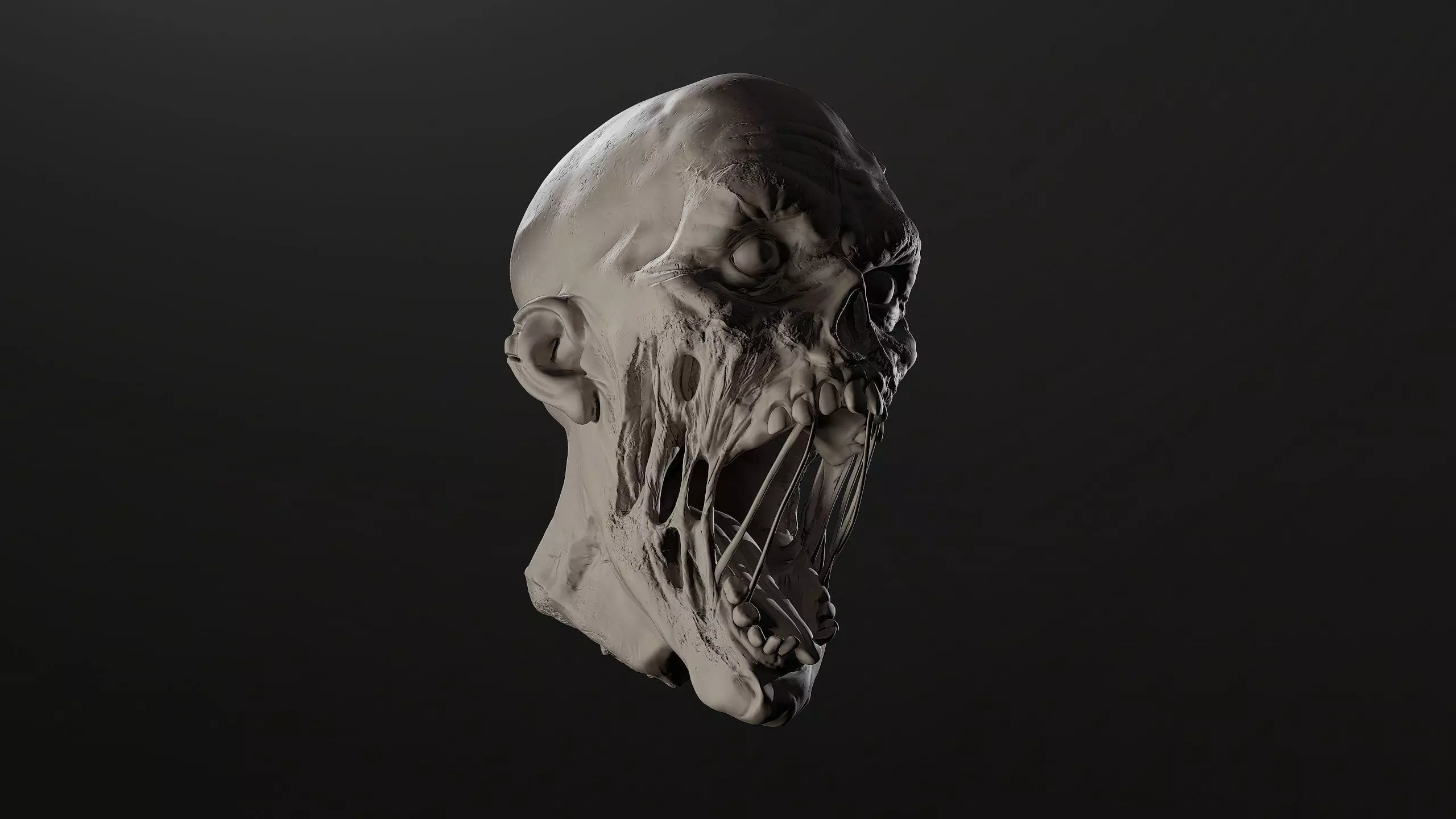 Zombie Head Sculpt 1 3D model_0