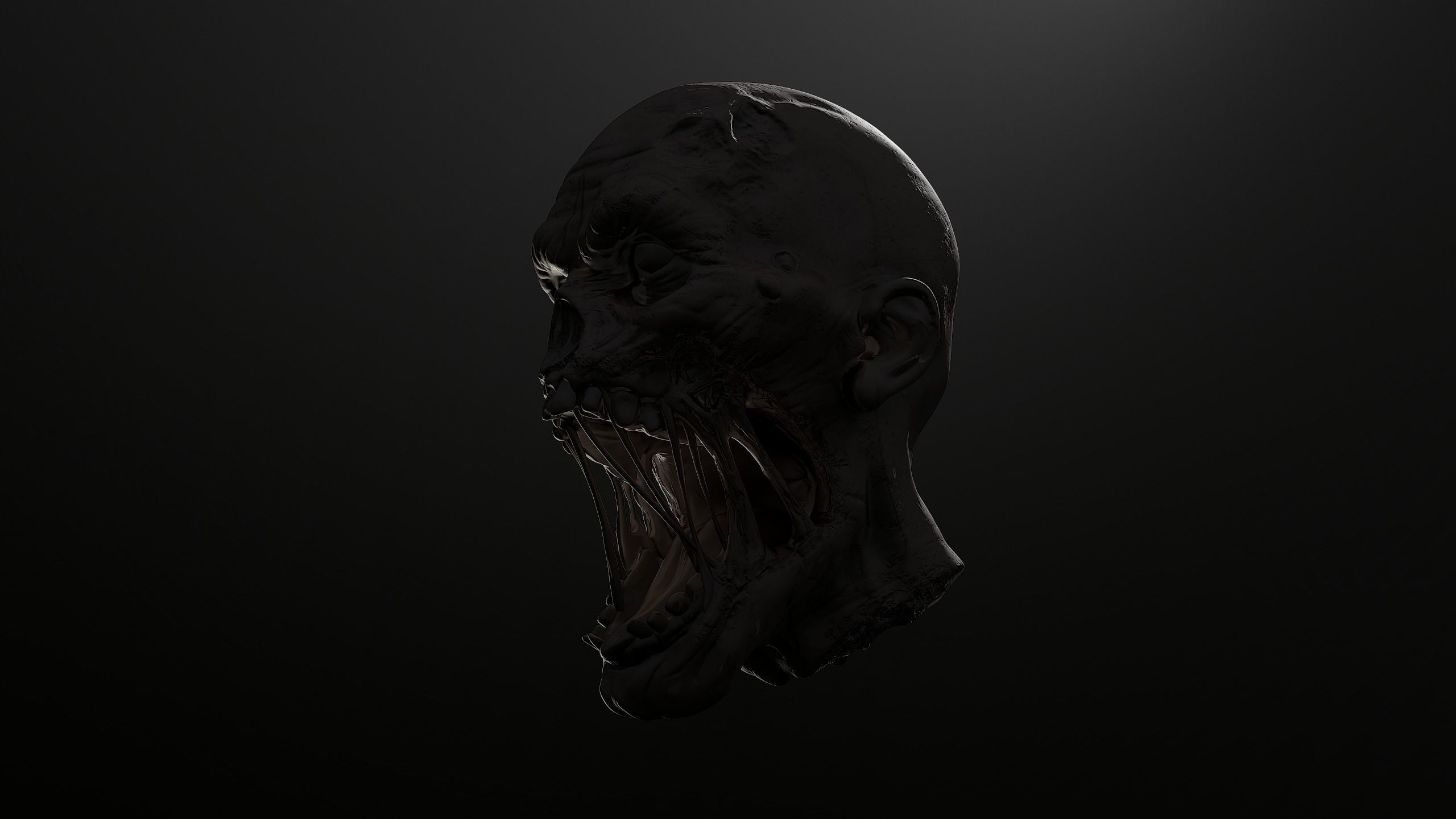 Zombie Head Sculpt 1 3D model_3