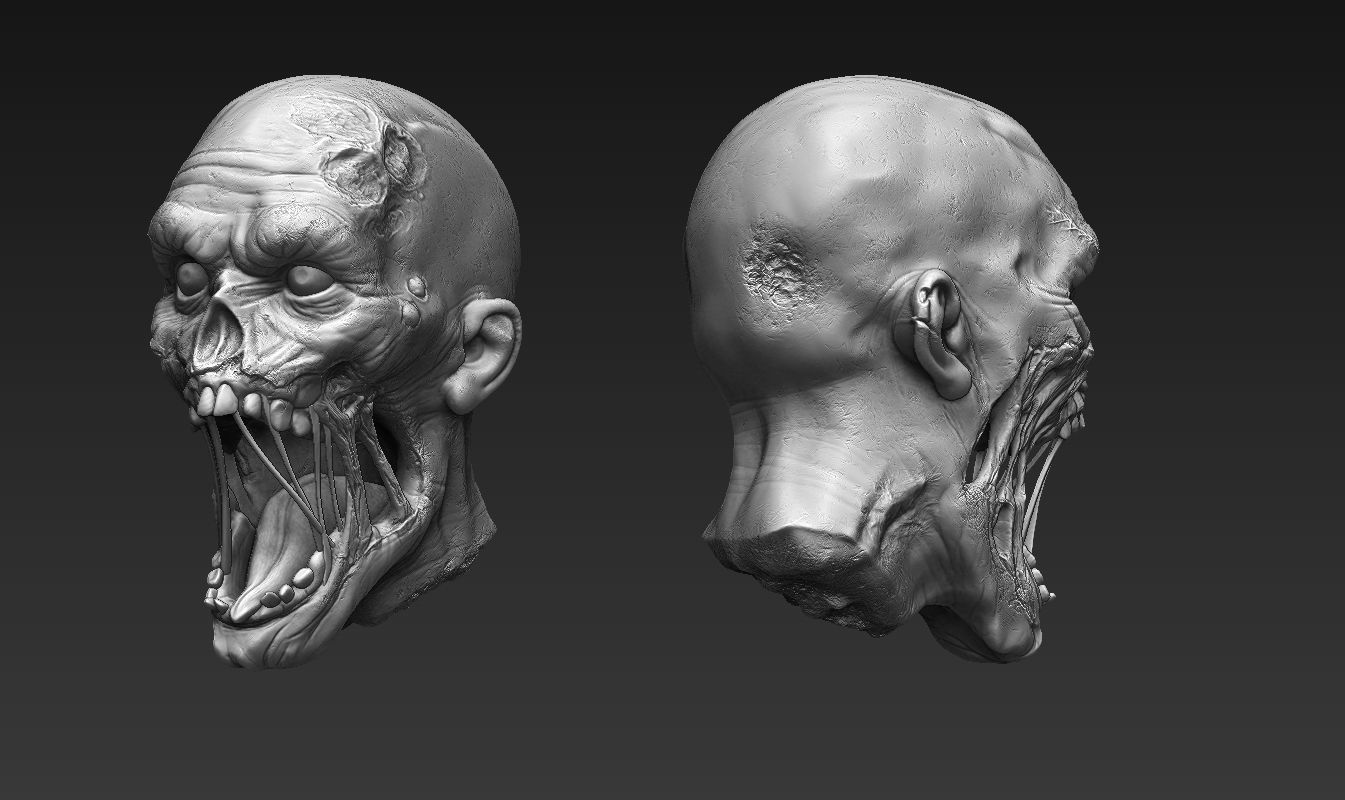 Zombie Head Sculpt 1 3D model_6