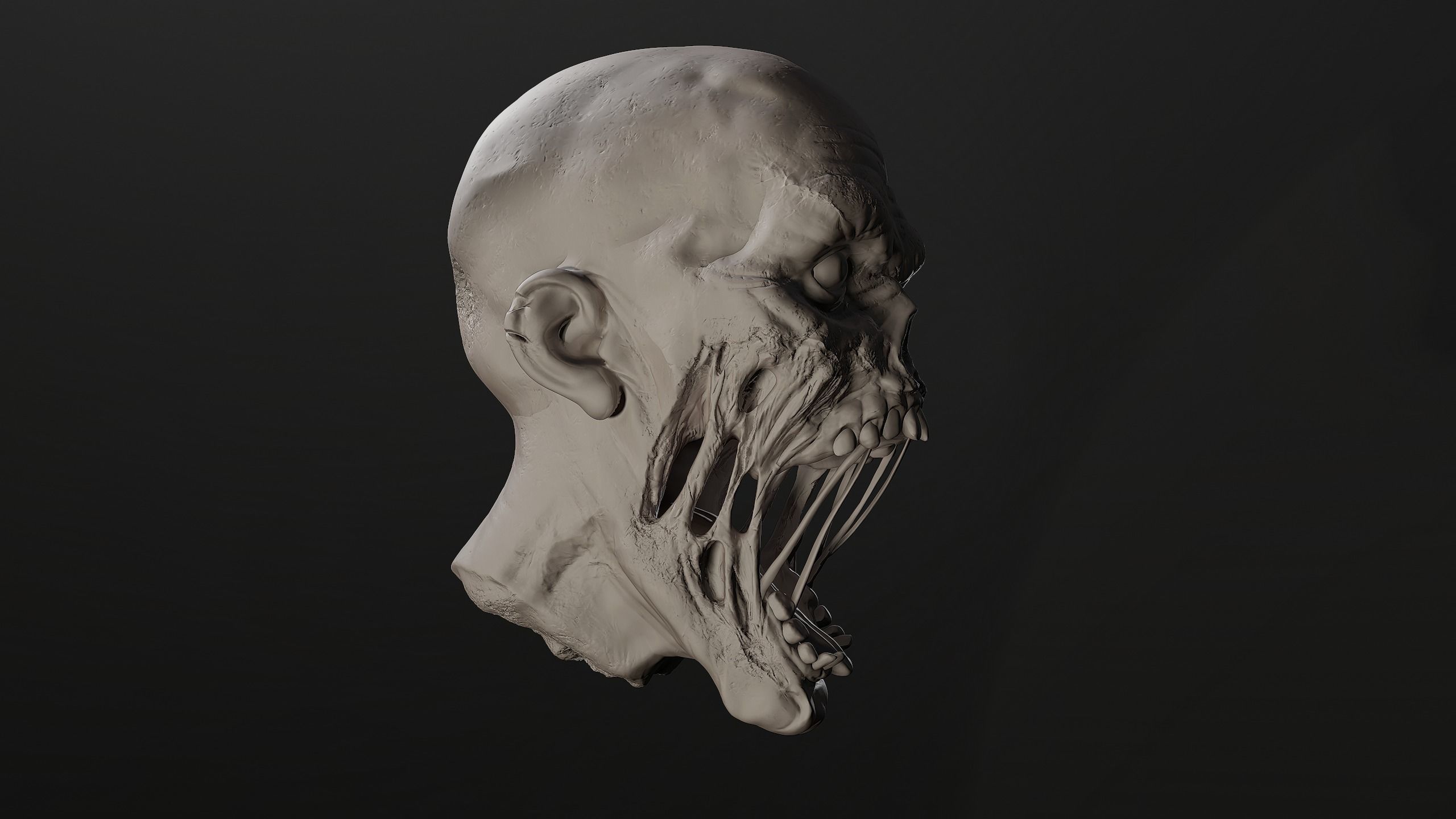 Zombie Head Sculpt 1 3D model_1