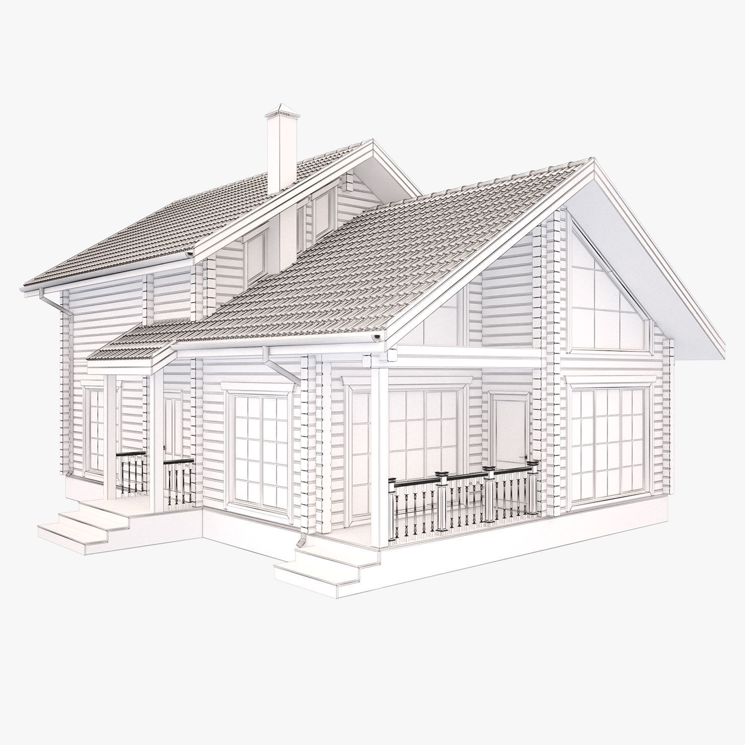 Wooden house 02 3D model_7