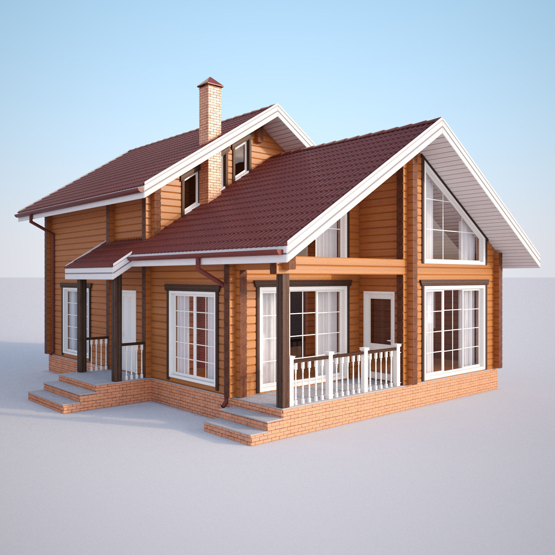 Wooden house 02 3D model_1