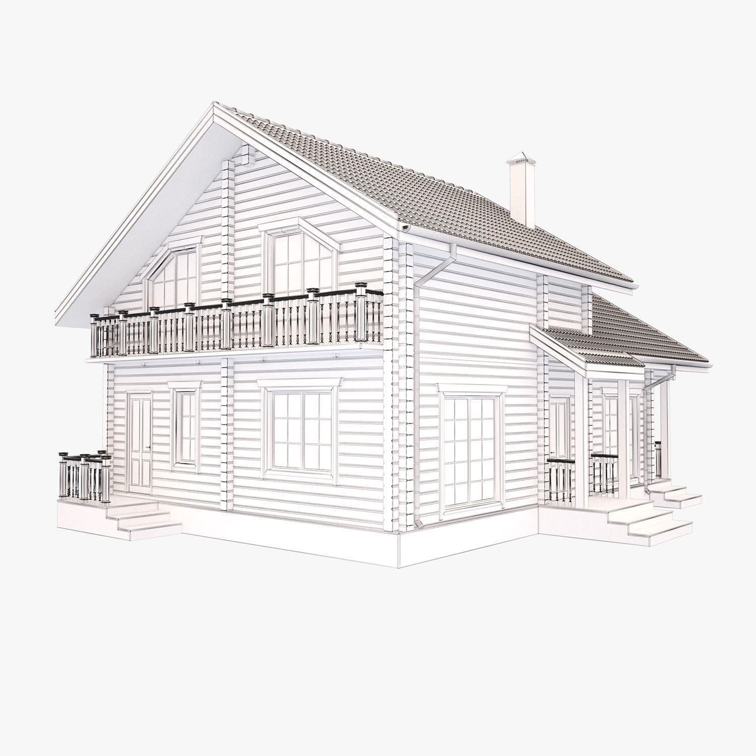 Wooden house 02 3D model_8