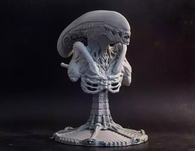 Alien bust statue