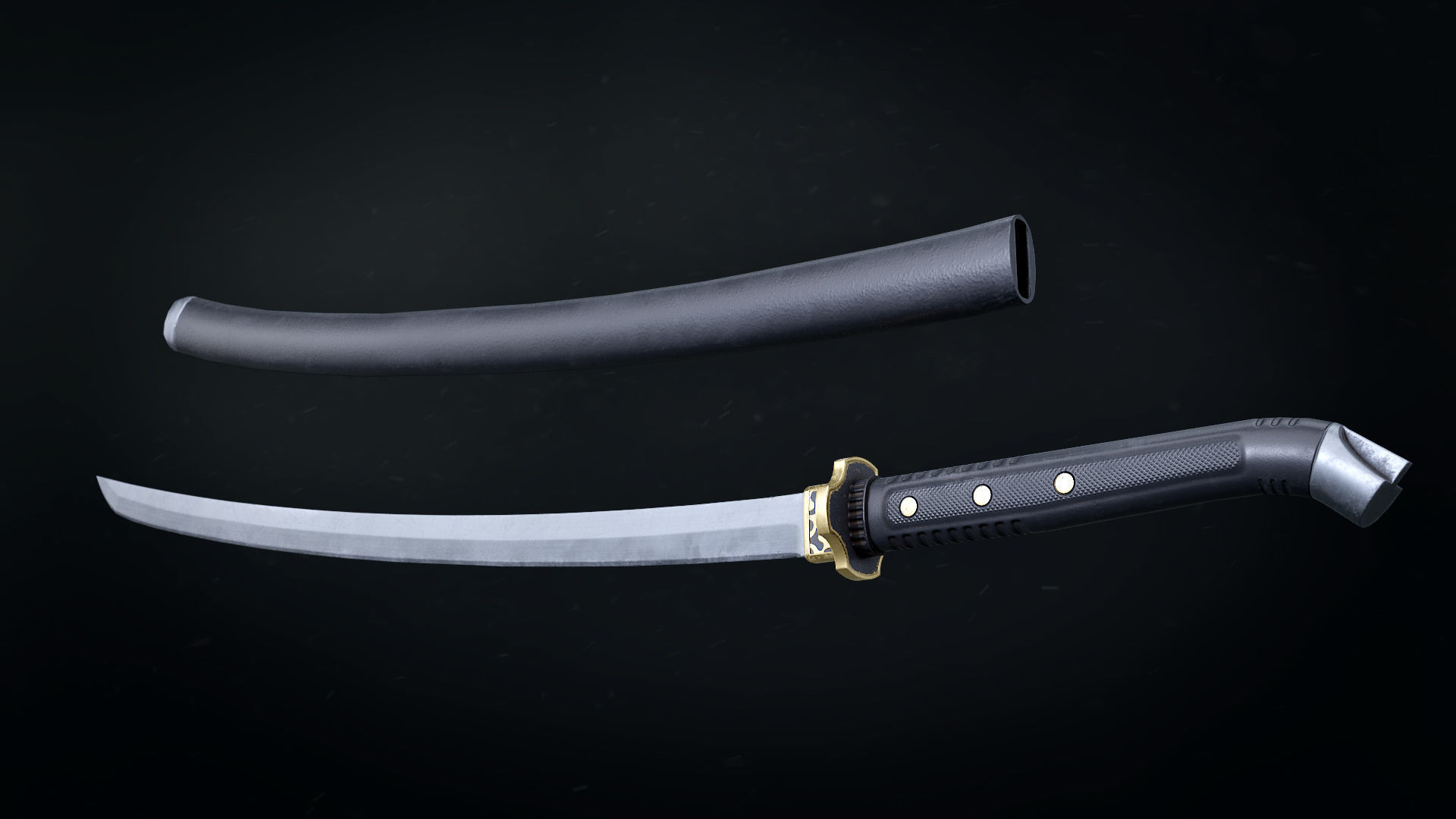 Tactical melee wepon collection Low-poly 3D model_3