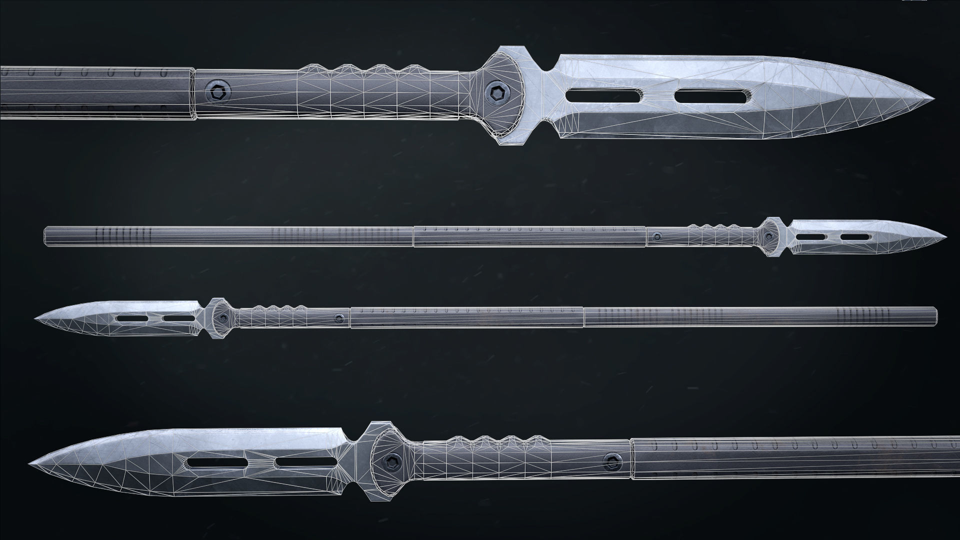 Tactical melee wepon collection Low-poly 3D model_11
