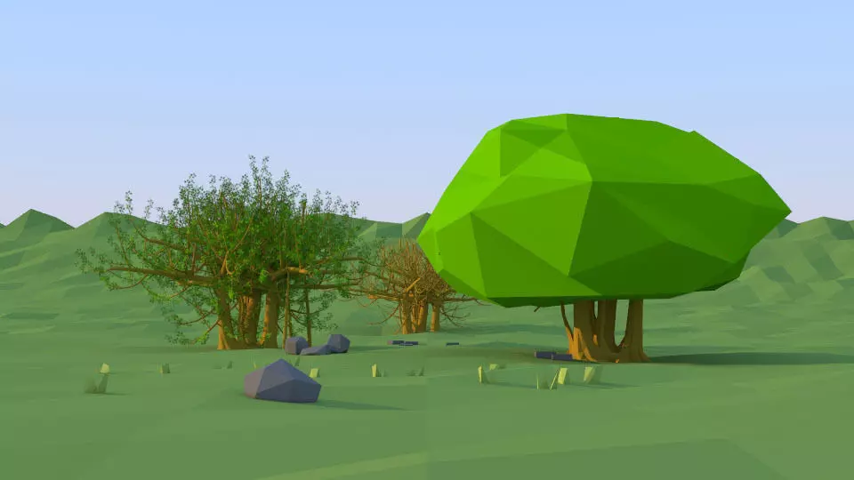 tree benghalensis Low Poly Free low-poly 3D model_0