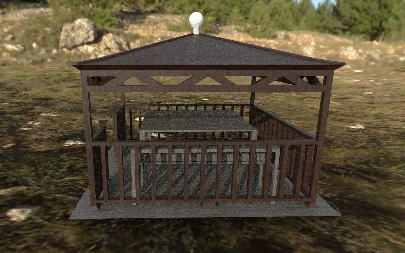 Camellia gazebo Low-poly 3D model