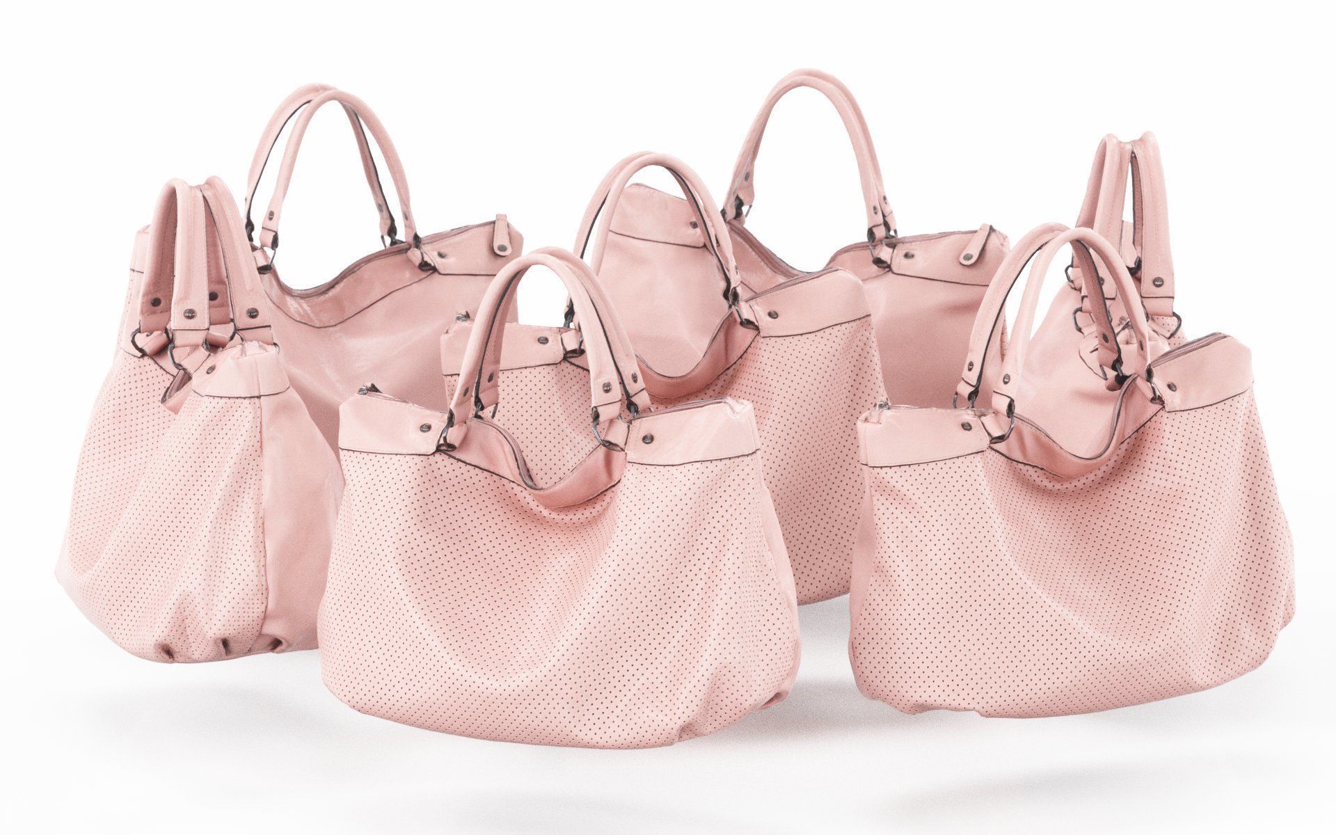 Pink Leather Handbag Low-poly 3D model_3