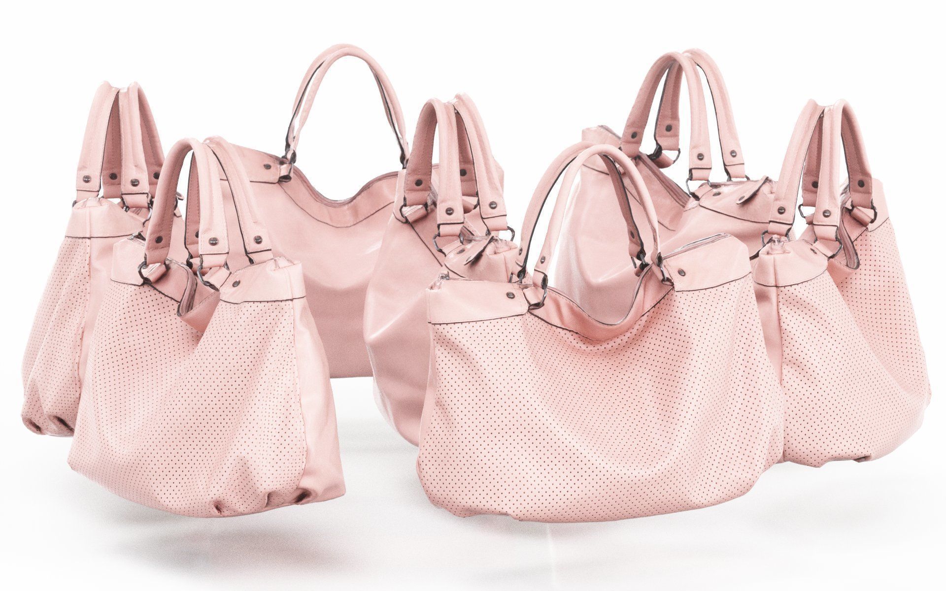 Pink Leather Handbag Low-poly 3D model_1
