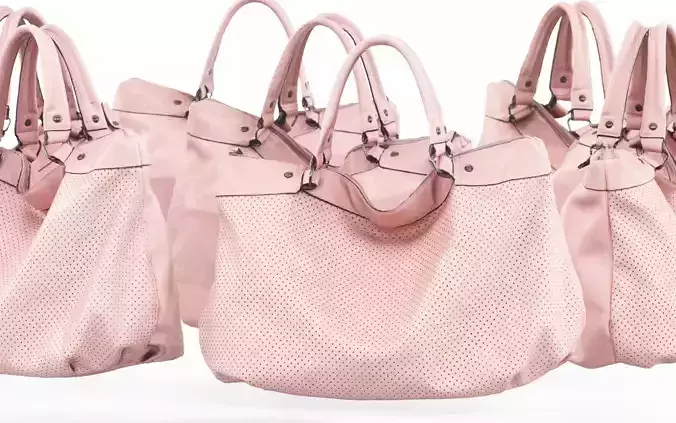 Pink Leather Handbag Low-poly 3D model