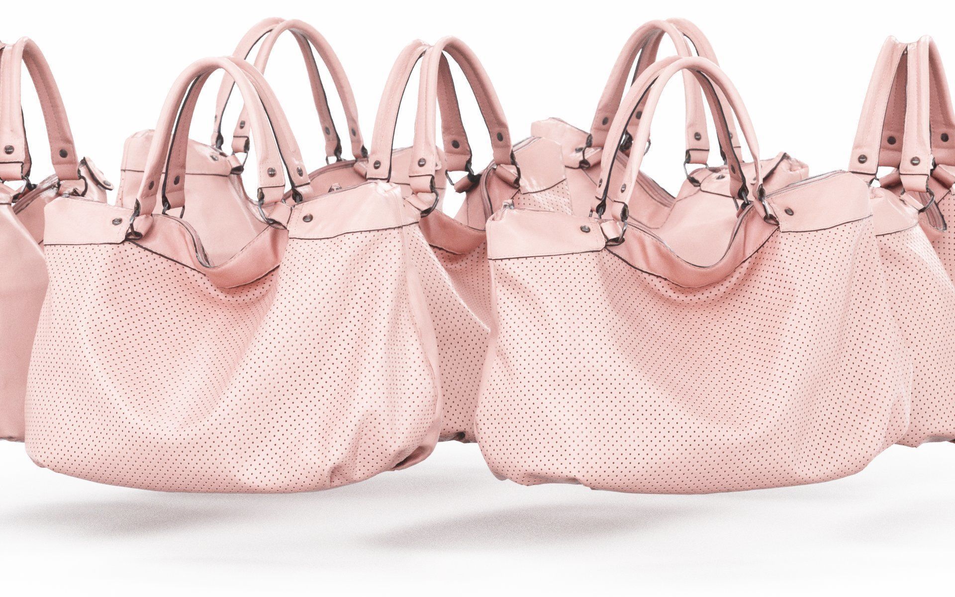 Pink Leather Handbag Low-poly 3D model_2