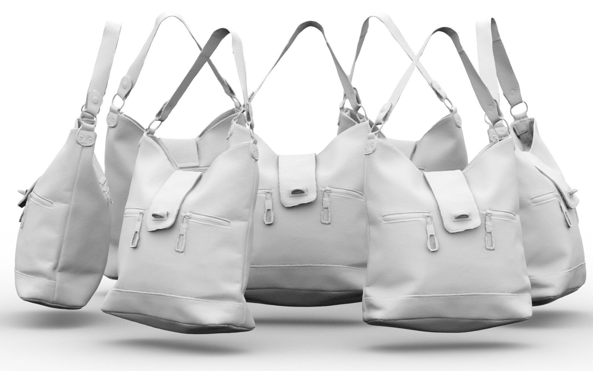 Orange Leather Handbag Low-poly 3D model_5