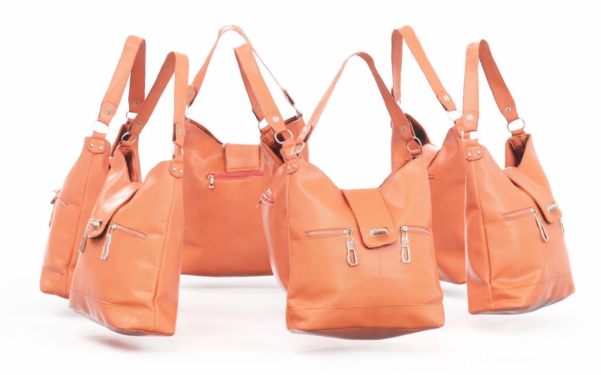 Orange Leather Handbag Low-poly 3D model_1