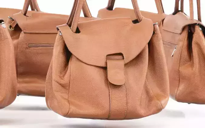 Mini Brown Leather Handbag Low-poly 3D model