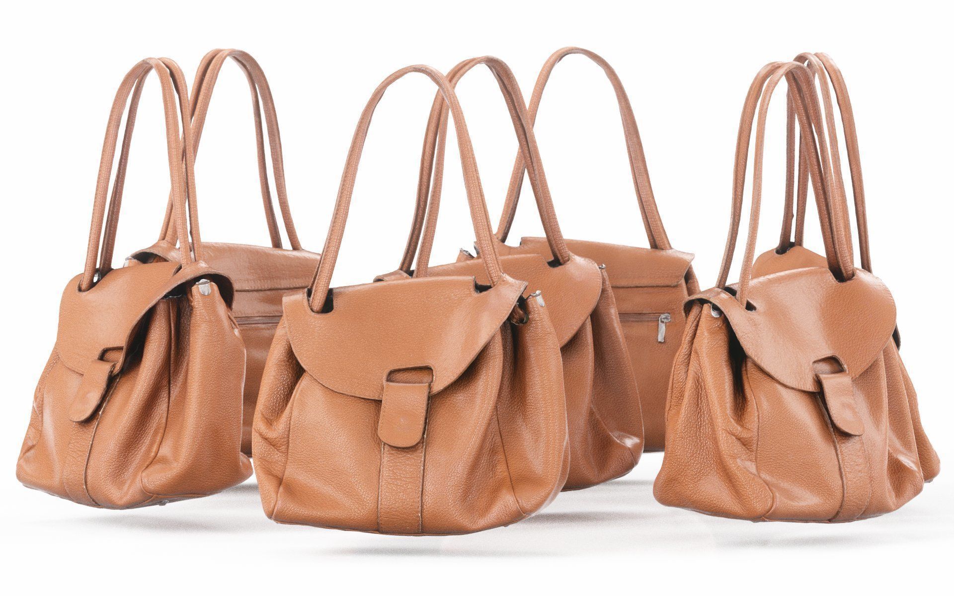 Mini Brown Leather Handbag Low-poly 3D model_3