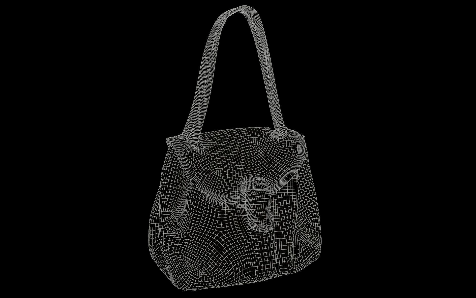 Mini Brown Leather Handbag Low-poly 3D model_6