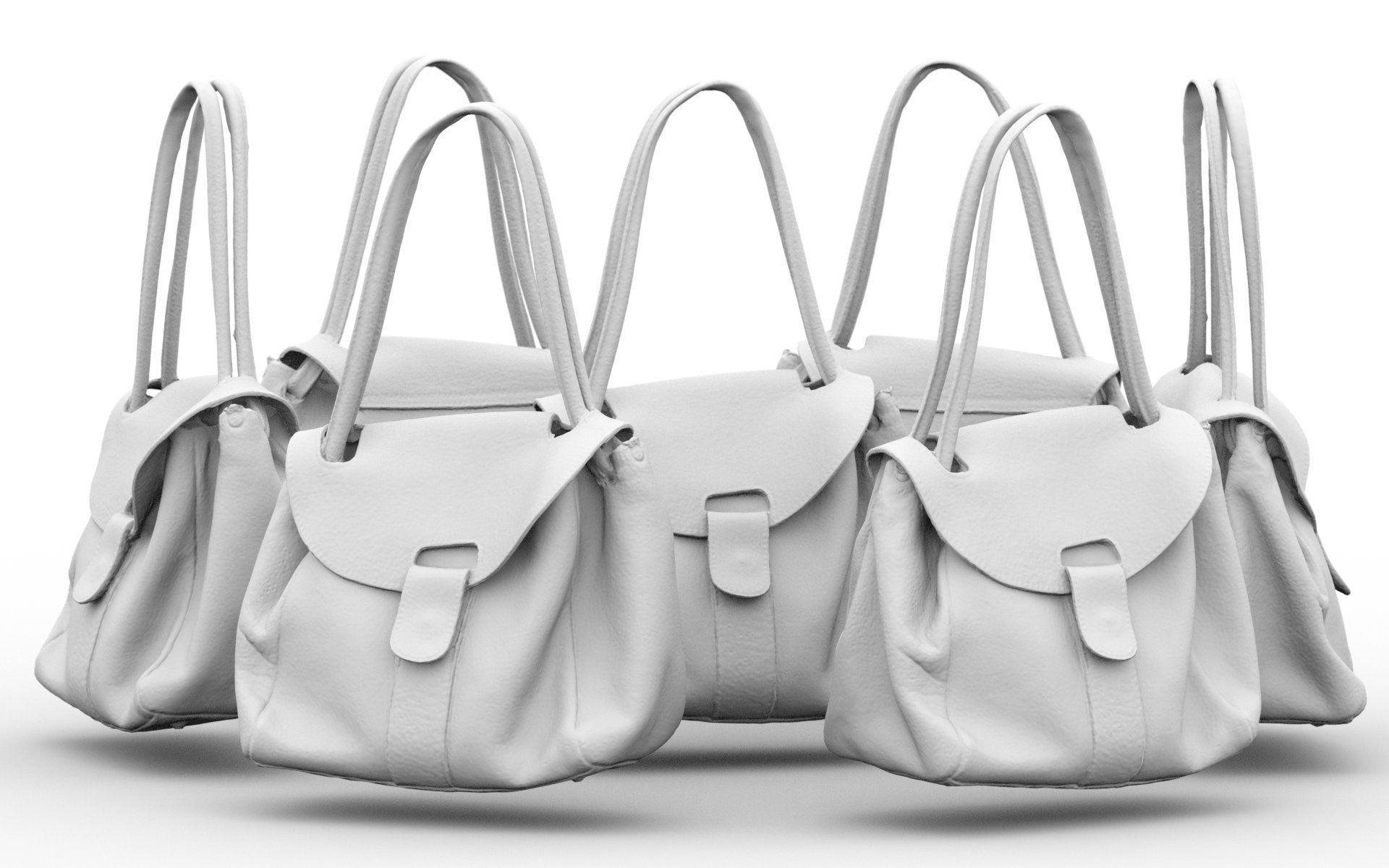 Mini Brown Leather Handbag Low-poly 3D model_5