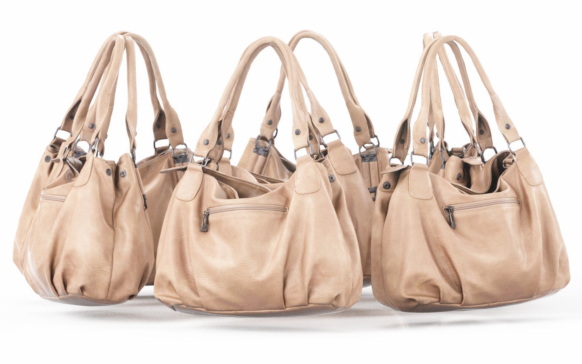 Light Brown Leather Handbag Low-poly 3D model_3