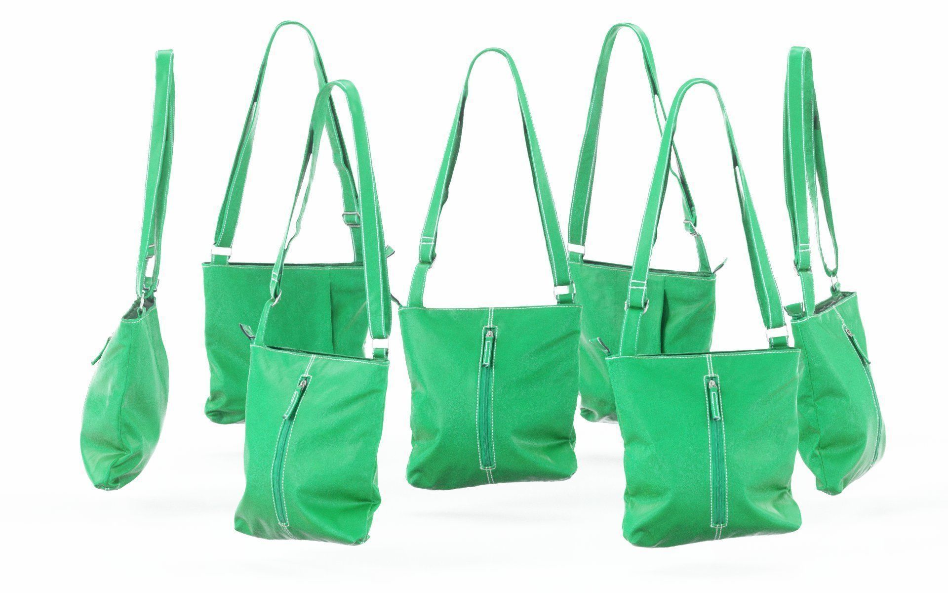 Green Leather Shoulderbag Low-poly 3D model_1