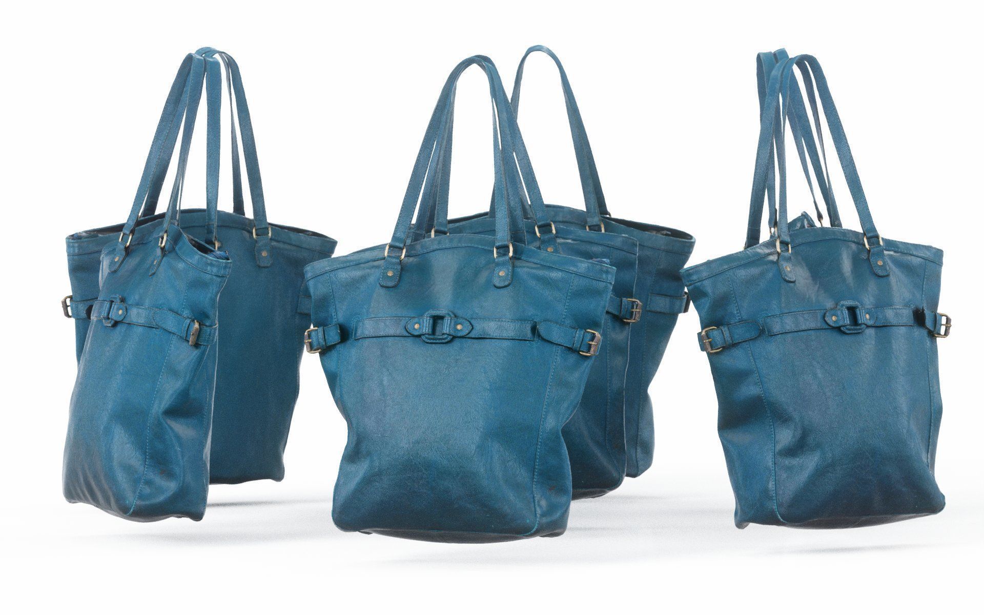 Green Leather Handbag Low-poly 3D model_4