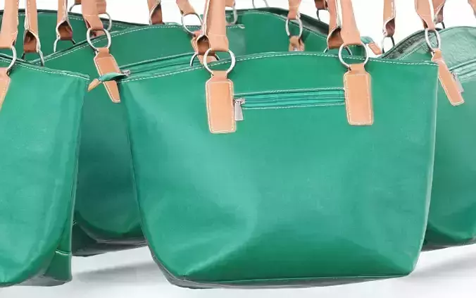 Green Brown Leather Handbag Low-poly 3D model