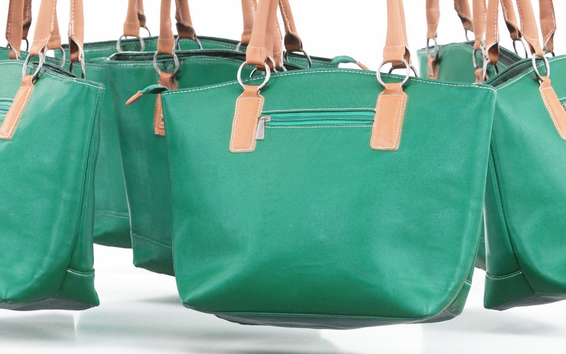 Green Brown Leather Handbag Low-poly 3D model_3