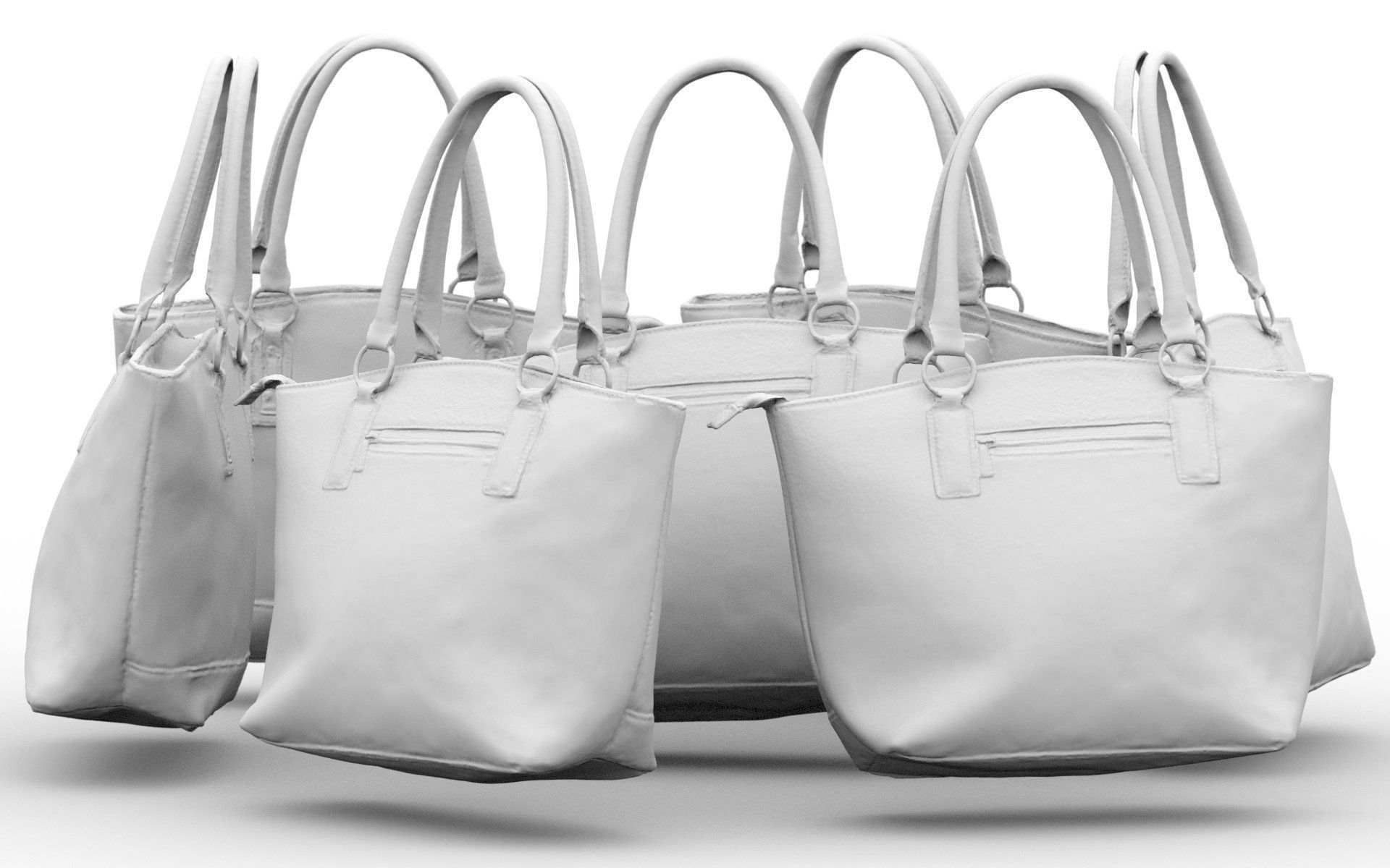 Green Brown Leather Handbag Low-poly 3D model_2