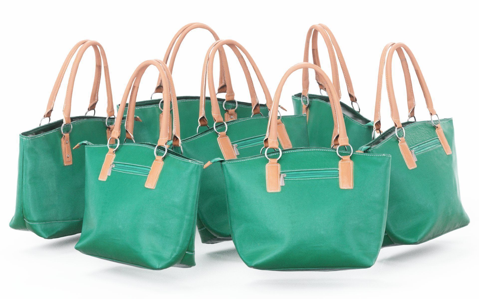 Green Brown Leather Handbag Low-poly 3D model_1