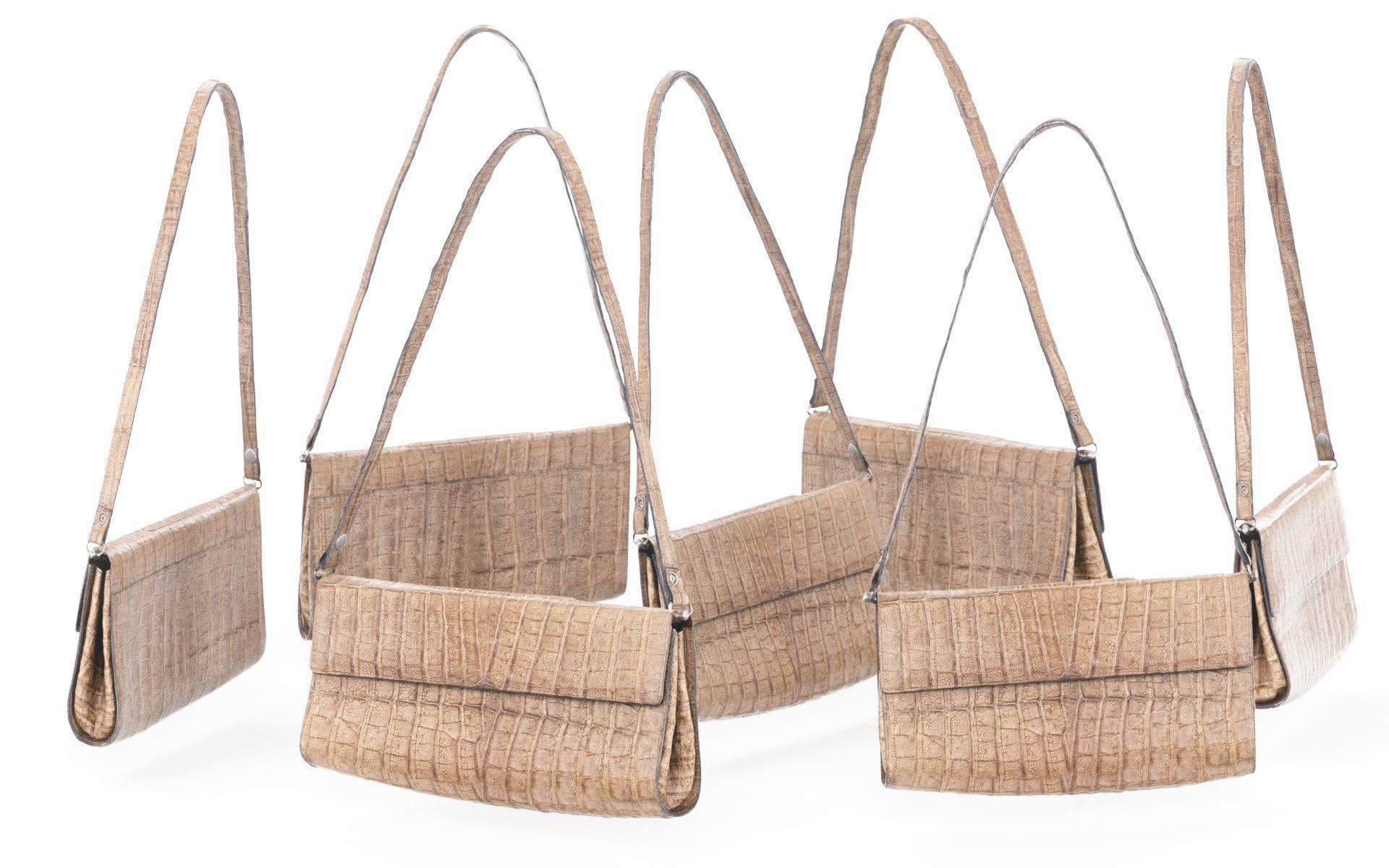 Crocodile Leather Purse Handbag Low-poly 3D model_1