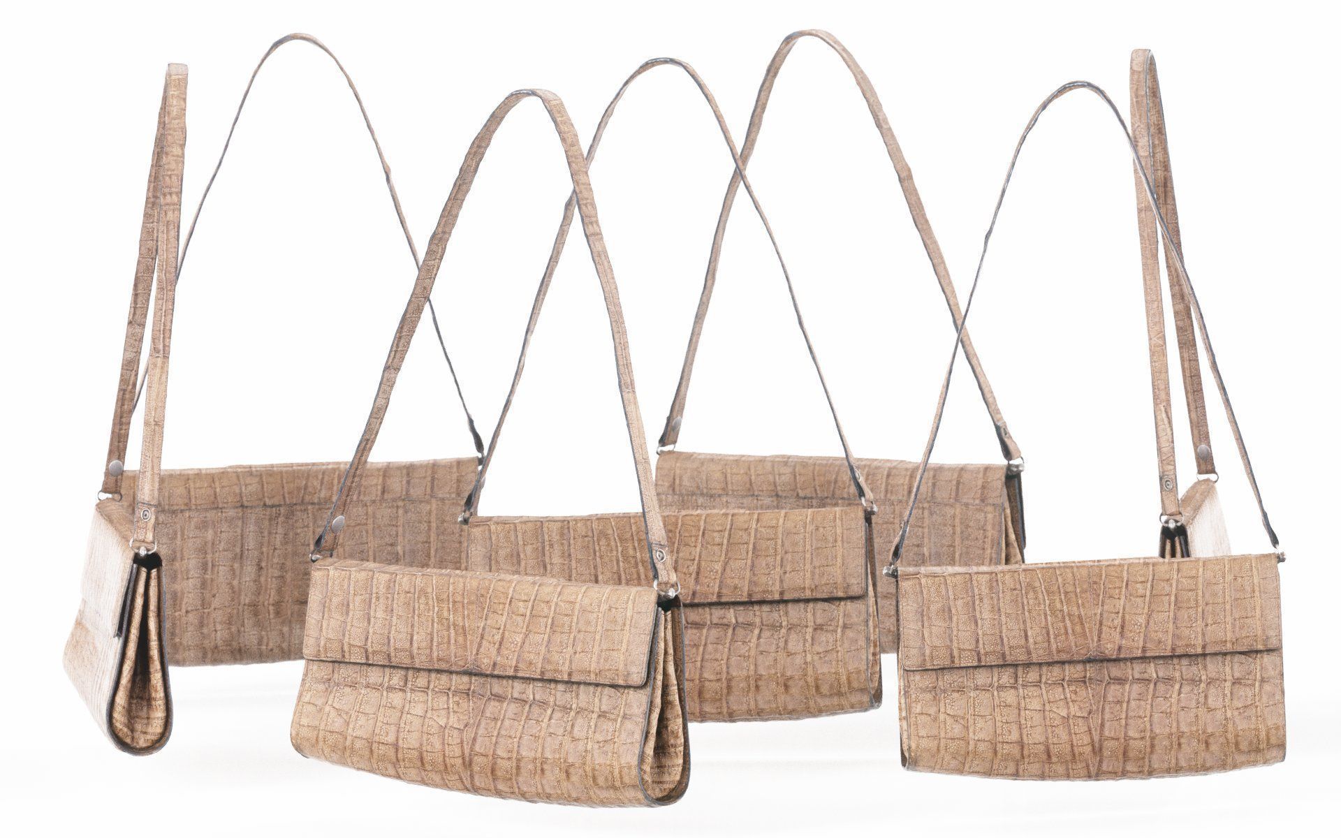 Crocodile Leather Purse Handbag Low-poly 3D model_3