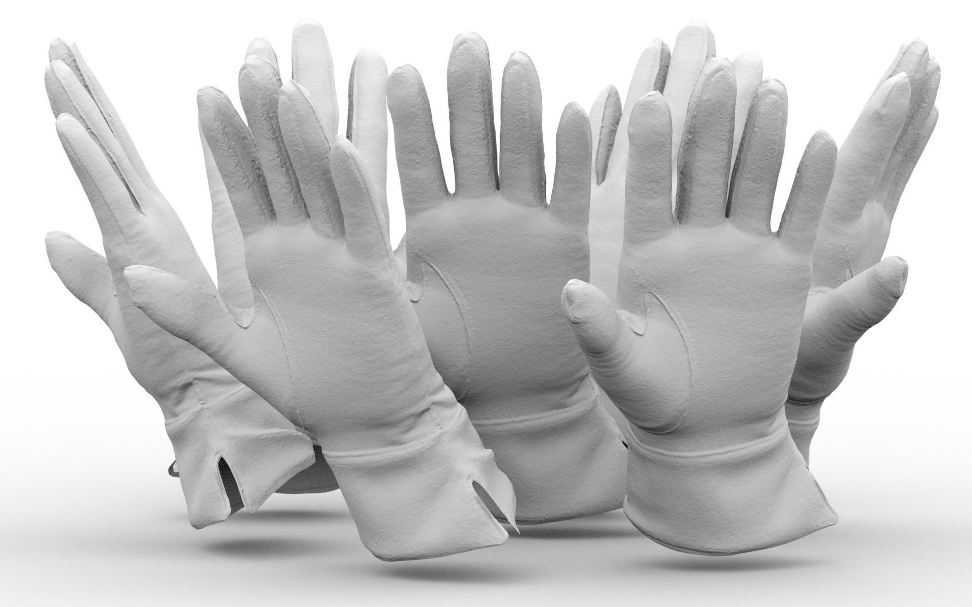 Brown Leather Gloves Low-poly 3D model_5