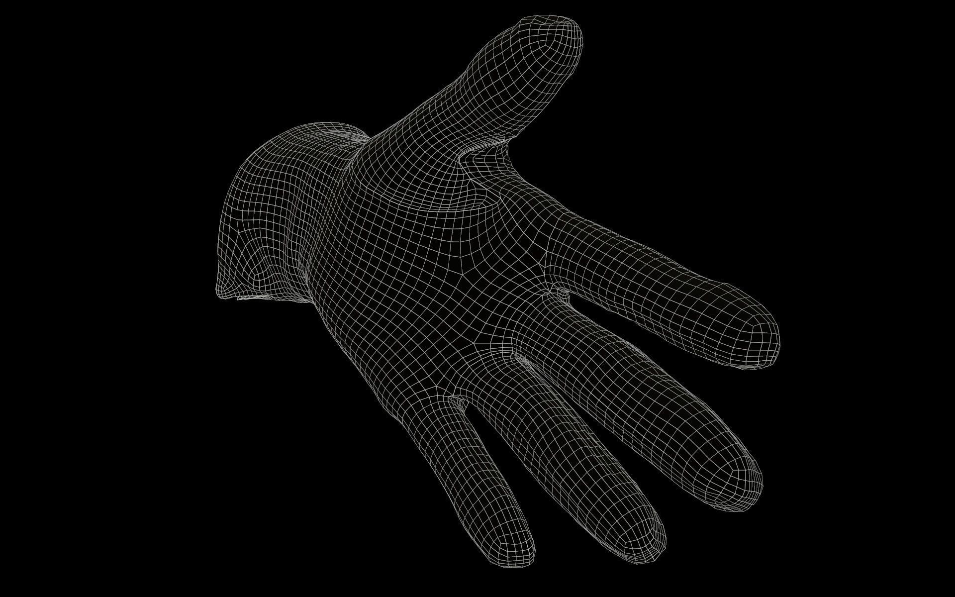 Brown Leather Gloves Low-poly 3D model_6