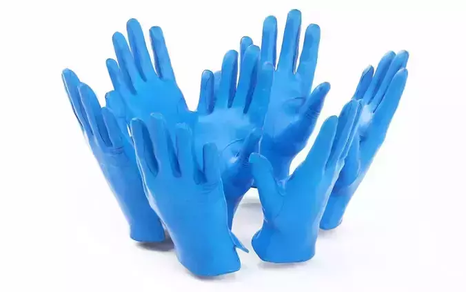 Blue Leather Gloves