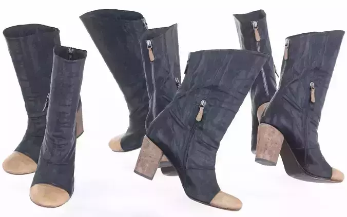 Black Zipper Tip Boot
