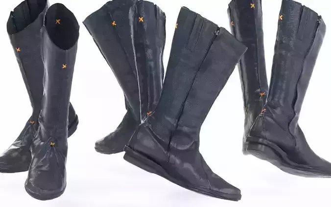 Black Leather Motorcycle Boot