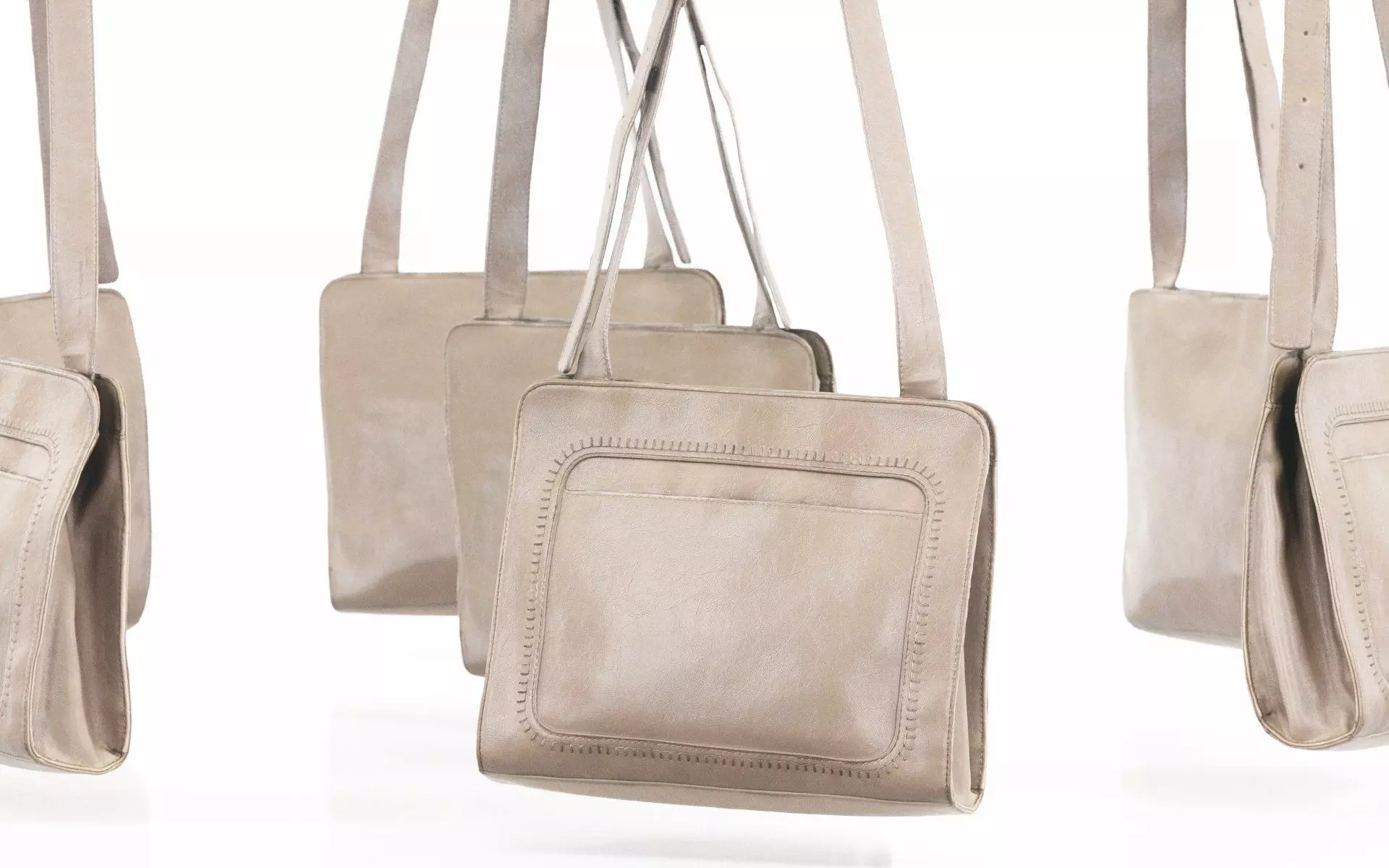 Beige Leather Shoulderbag Low-poly 3D model_0