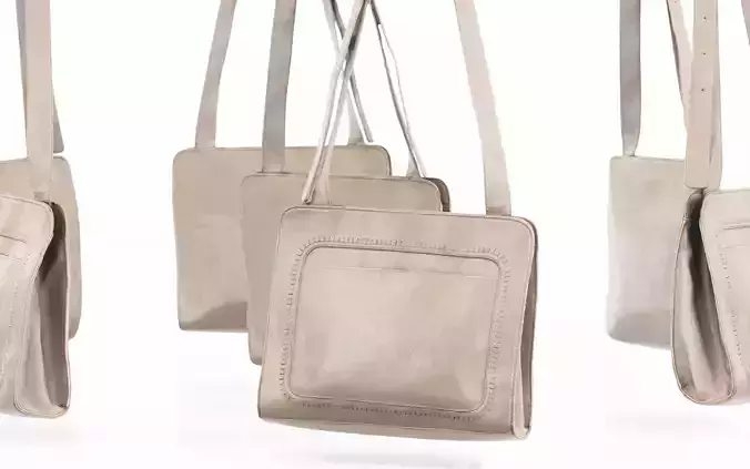 Beige Leather Shoulderbag Low-poly 3D model