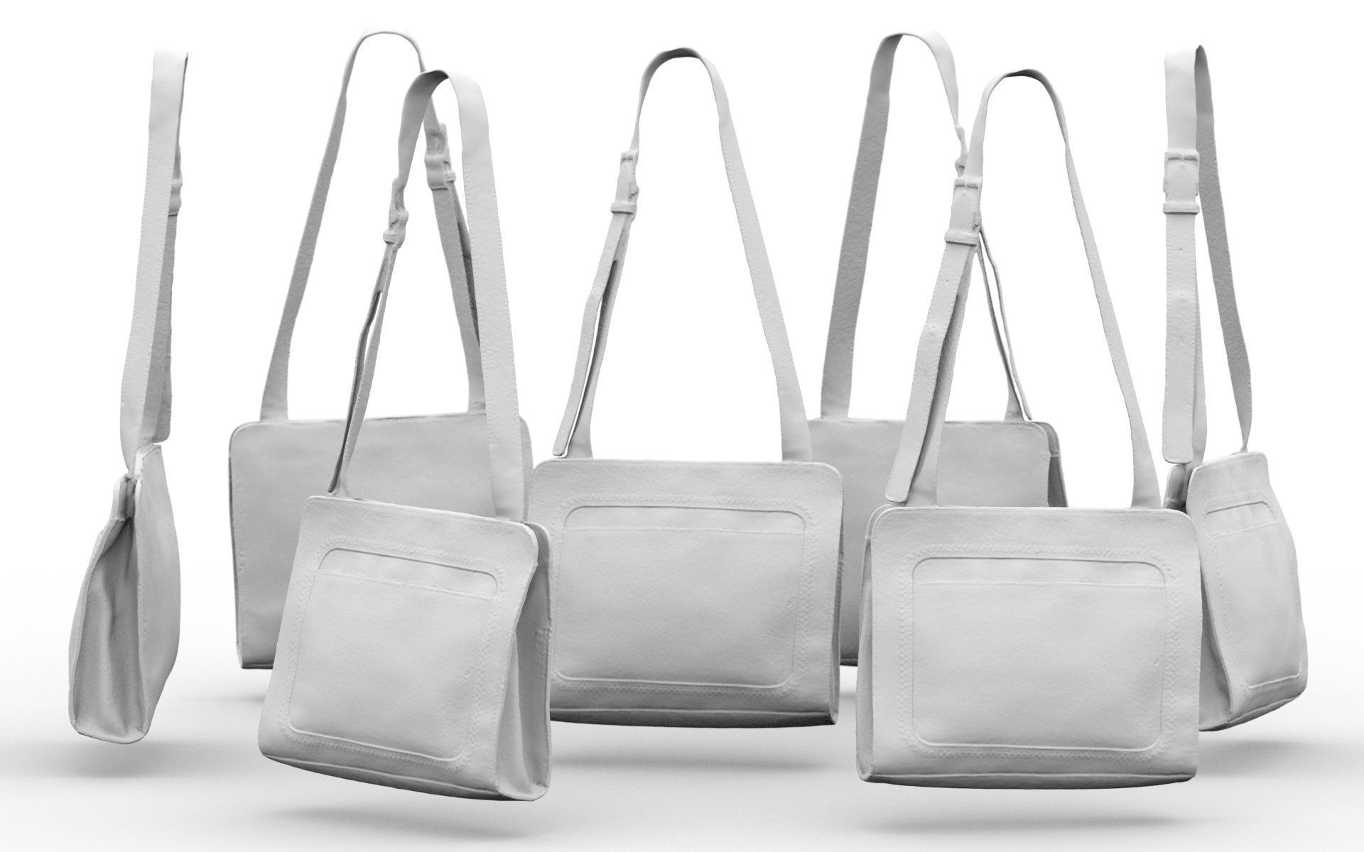 Beige Leather Shoulderbag Low-poly 3D model_5