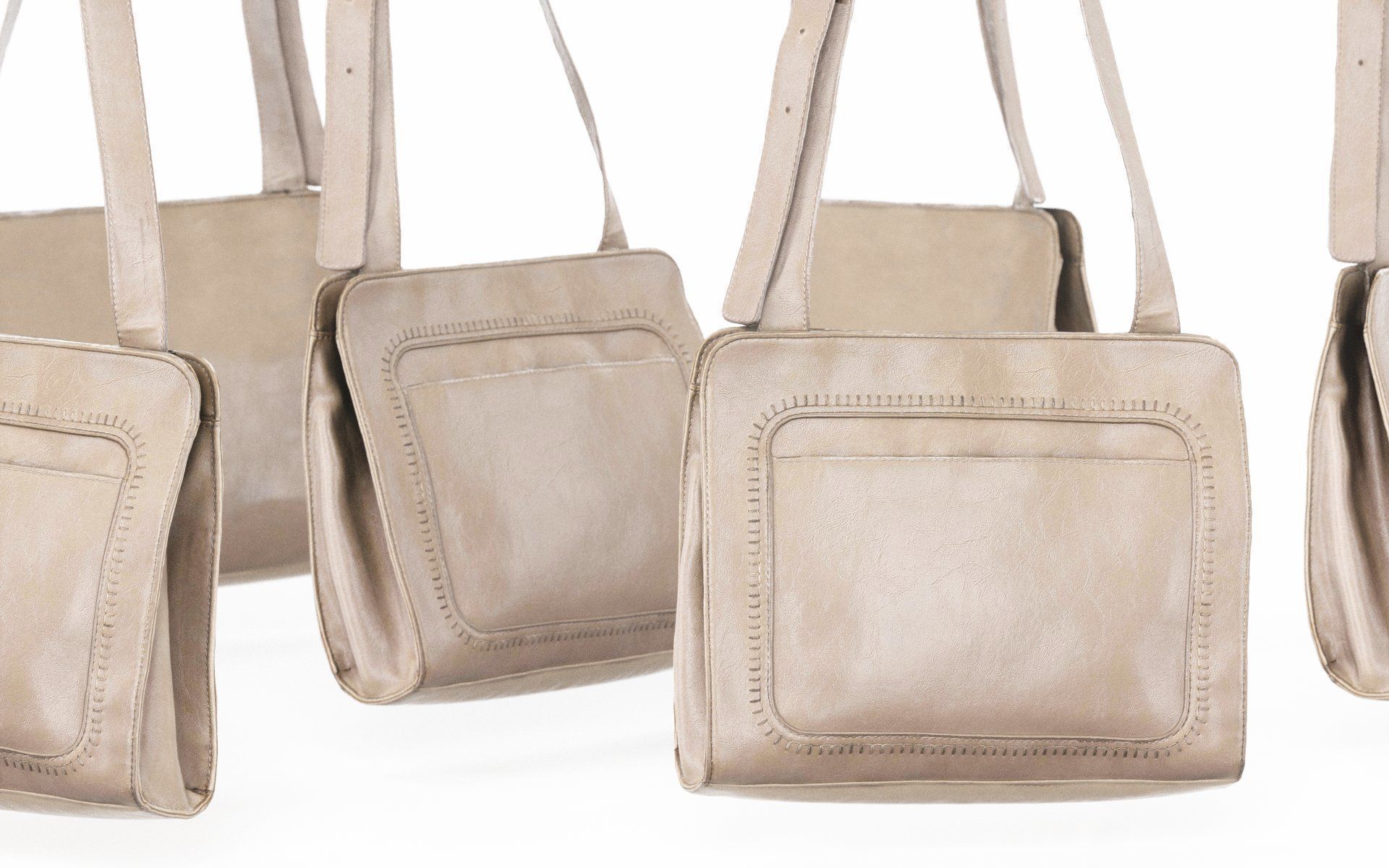 Beige Leather Shoulderbag Low-poly 3D model_4