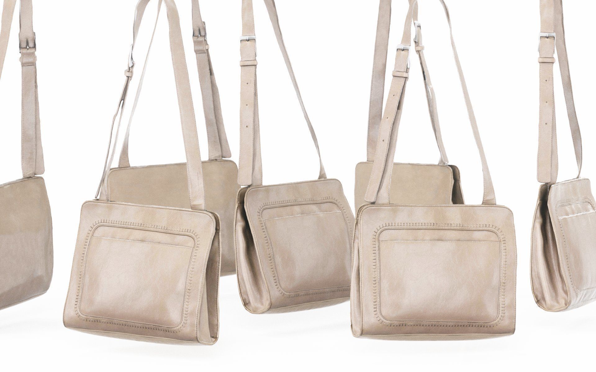 Beige Leather Shoulderbag Low-poly 3D model_2