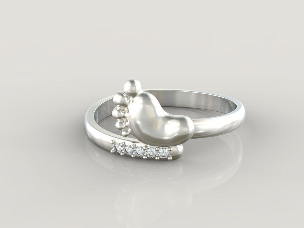 Baby foot Ring STL 7 sizes 3D print model_2