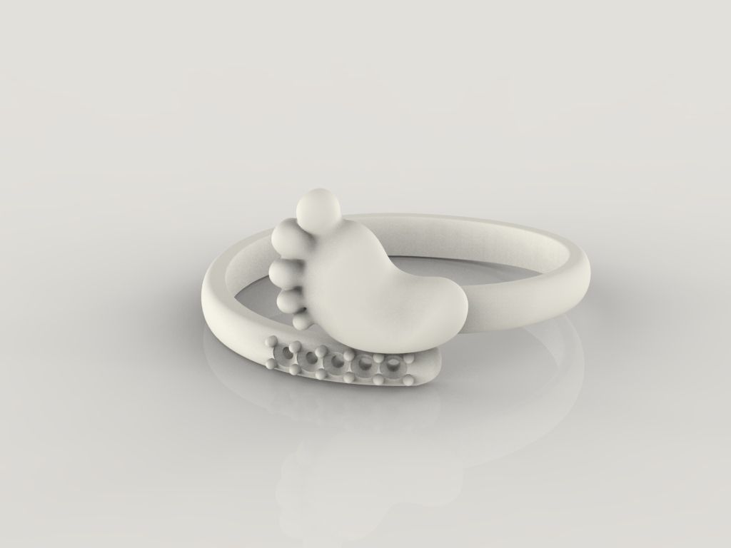 Baby foot Ring STL 7 sizes 3D print model_3