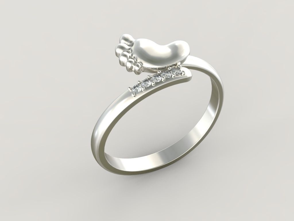 Baby foot Ring STL 7 sizes 3D print model_1