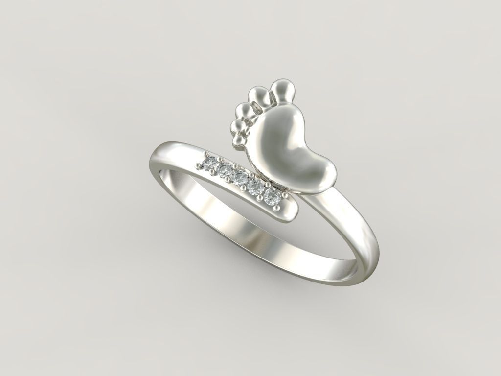Baby foot Ring STL 7 sizes 3D print model_0
