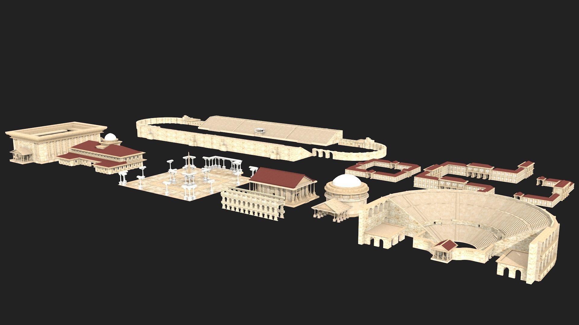 ancient buildings 3D model_2